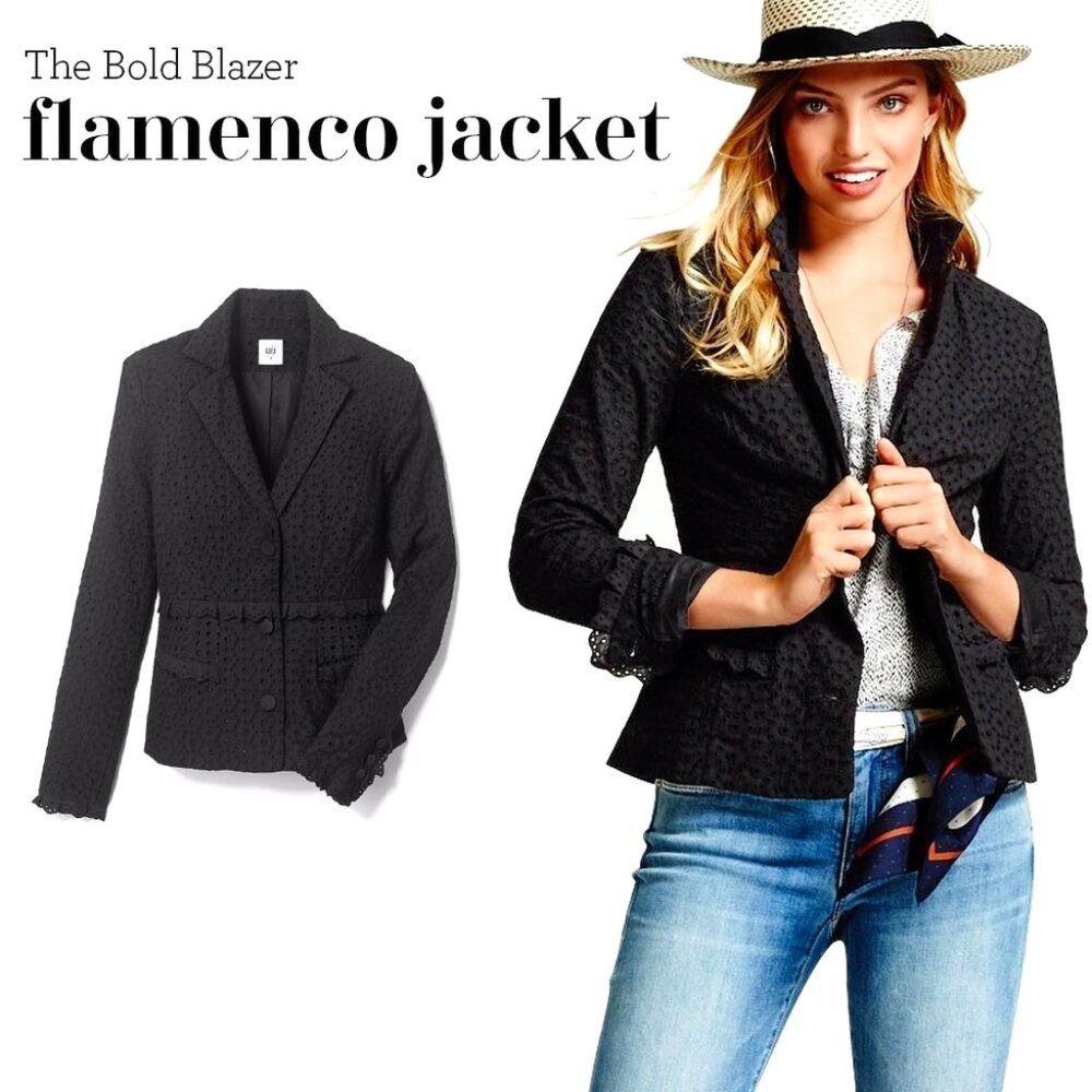 CABI 100% Cotton Black Flamenco Blazer Jacket